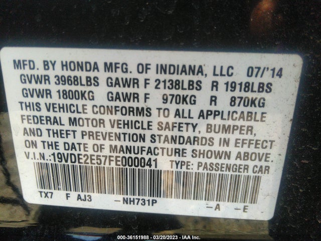 Acura Ilx 2.4l Premium Pkg 2015 19VDE2E57FE000041 Image 9