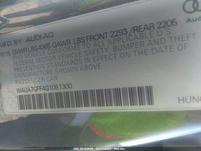WAUA7GFF4G1051300 Audi A3 1.8t Premium