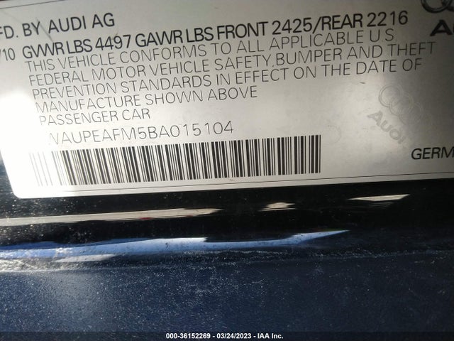 2011 AUDI A3 2.0T PREMIUM PLUS VIN: WAUPEAFM5BA015104