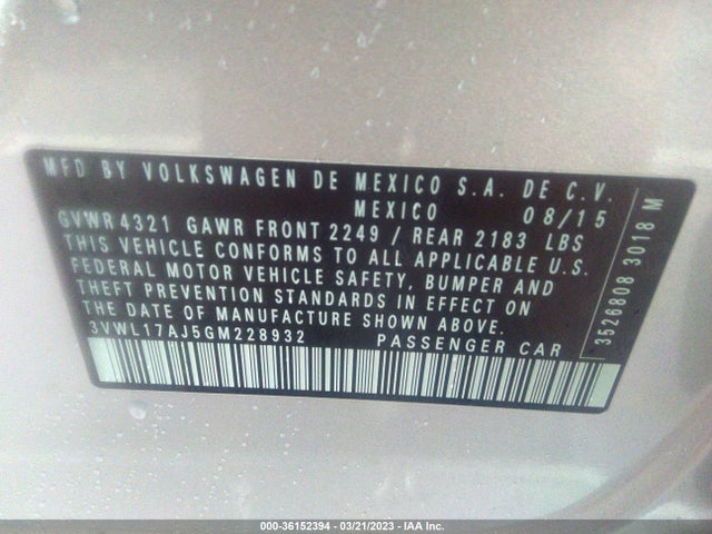 3VWL17AJ5GM228932 Volkswagen Jetta Sedan 1.8t Sel