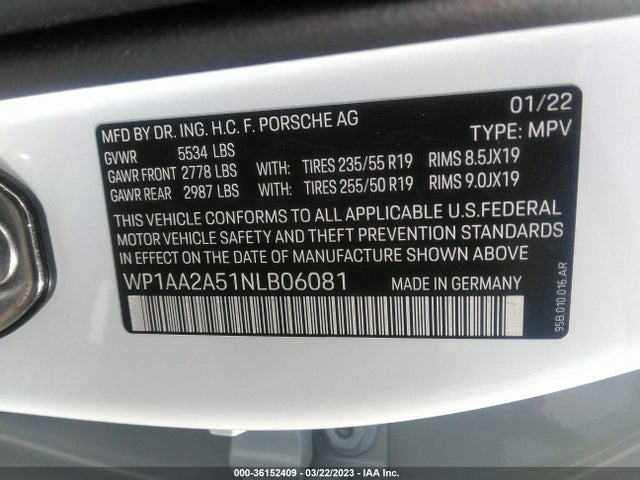 2022 Porsche Macan, VIN: WP1AA2A51NLB06081