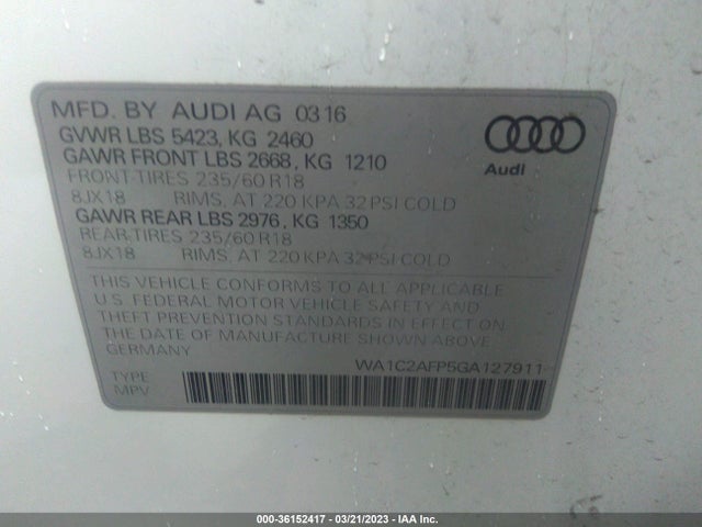 WA1C2AFP5GA127911 Audi Q5 PREMIUM