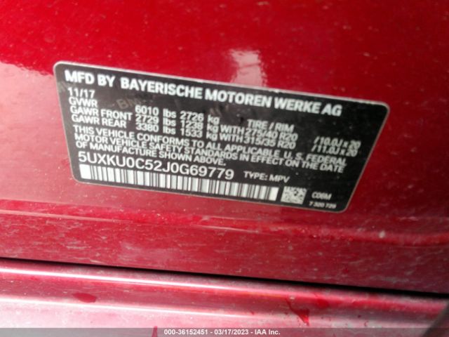 5UXKU0C52J0G69779 BMW X6 Sdrive35i