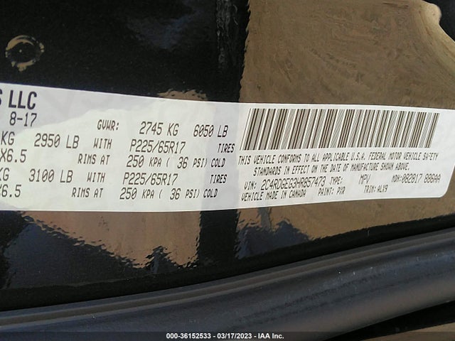 Dodge Grand Caravan Gt 2017 2C4RDGEG3HR857473 Image 9