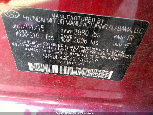 Hyundai ELANTRA SE 2016 5NPDH4AE8GH703998 Image 11