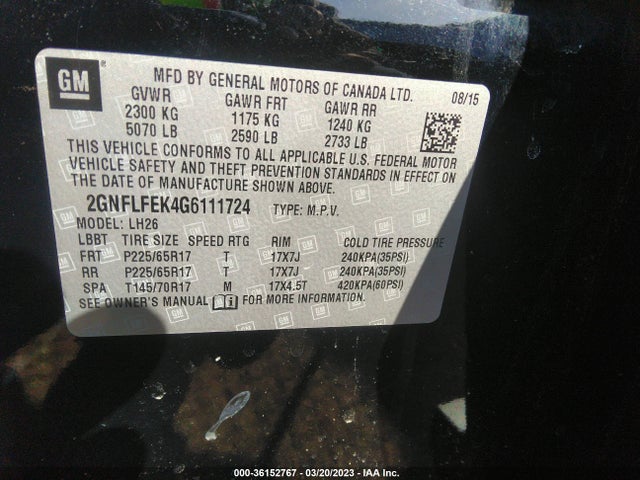 Chevrolet EQUINOX LT 2016 2GNFLFEK4G6111724 Image 11