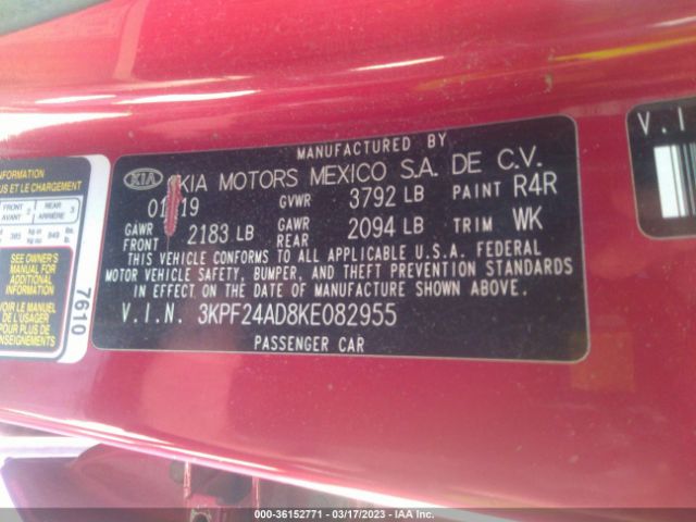 3KPF24AD8KE082955 KIA Forte Lxs