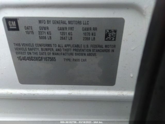 1G4G45G3XGF167565 Buick Lacrosse Sport Touring