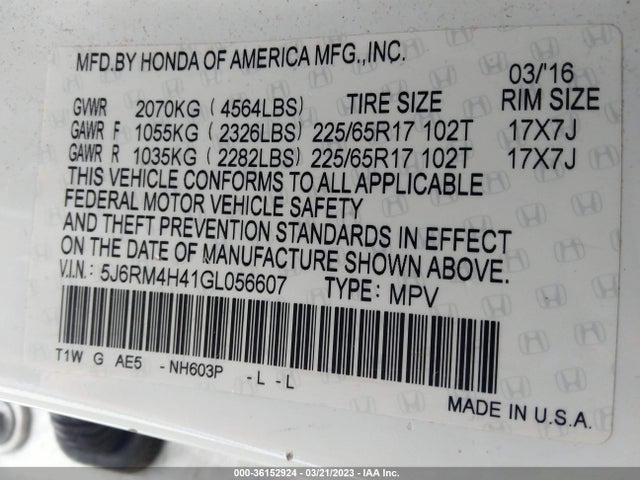 Honda CR-V SE 2016 5J6RM4H41GL056607 Image 10