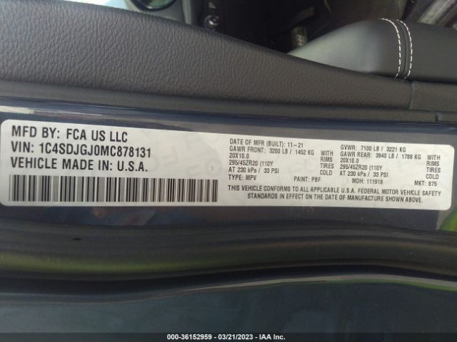 1C4SDJGJ0MC878131 Dodge Durango Srt 392