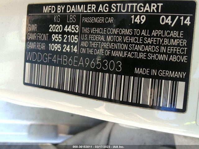 WDDGF4HB6EA965303 Mercedes-Benz C-class C 250