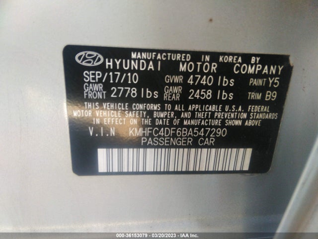 Hyundai Azera 2011 KMHFC4DF6BA547290 Image 9