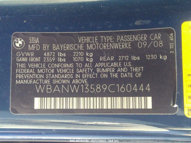 BMW 5 Series 535i 2009 WBANW13589C160444 Image 10