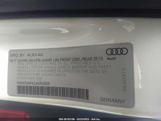 WAUDNAF42JA054606 Audi A4 Premium/tech Premium