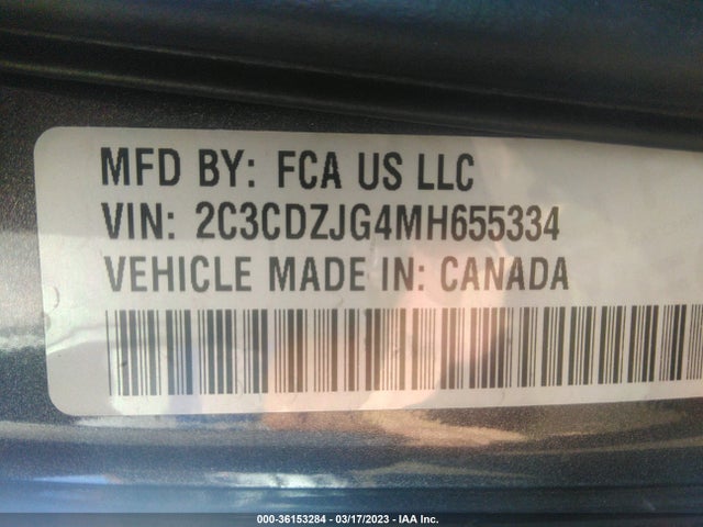 2021 DODGE CHALLENGER GT VIN: 2C3CDZJG4MH655334