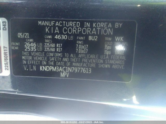 KNDPM3AC1N7977613 KIA Sportage Lx