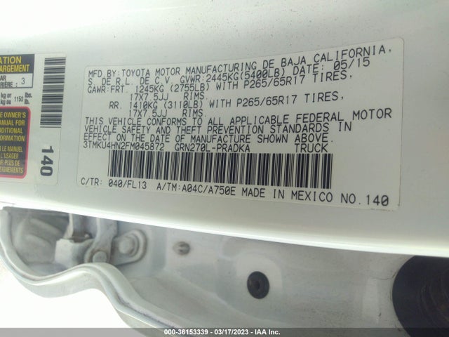 Toyota Tacoma Prerunner 2015 3TMKU4HN2FM045872 Image 10