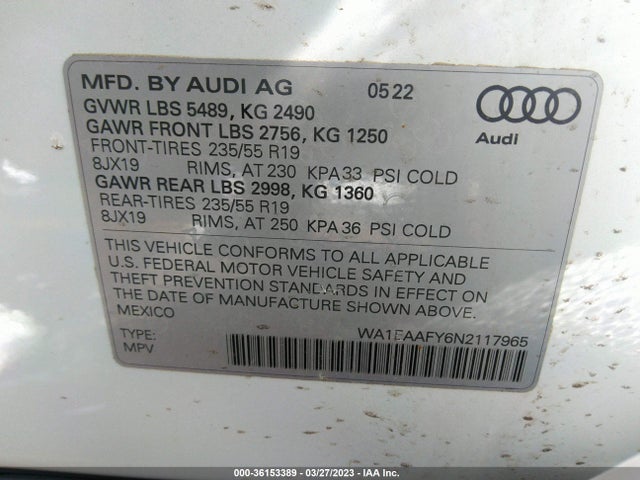 WA1EAAFY6N2117965 Audi Q5 S Line Premium Plus