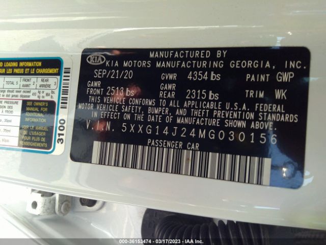 5XXG14J24MG030156 KIA K5 LXS