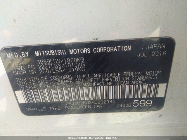 JA32U2FUXHU002084 Mitsubishi Lancer Es/le