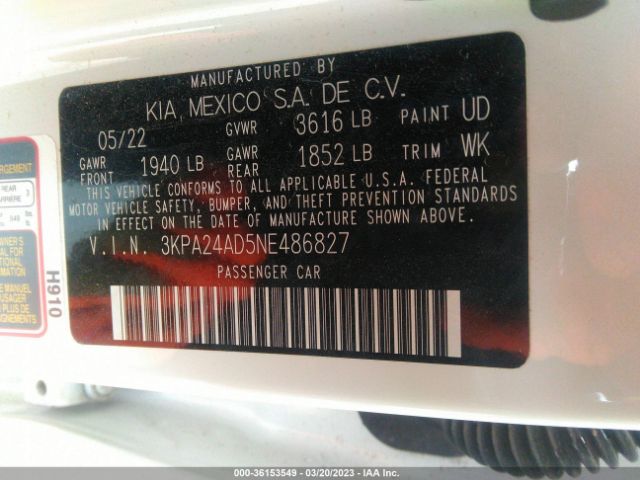 3KPA24AD5NE486827 KIA RIO LX