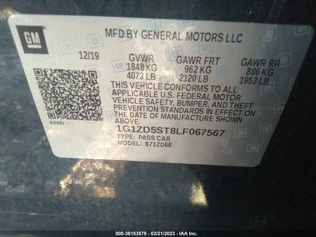 Chevrolet MALIBU LT 2020 1G1ZD5ST8LF067567 Image 9