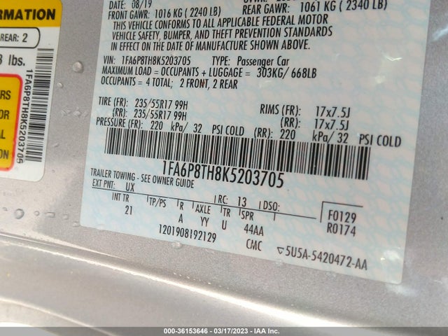 Ford Mustang Ecoboost 2019 1FA6P8TH8K5203705 Image 9