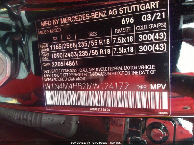 W1N4M4HB2MW124172 Mercedes-Benz Glb Glb 250