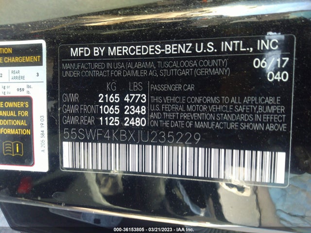 55SWF4KBXJU235229 Mercedes-Benz C-class C 300