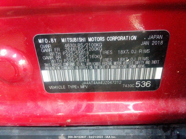 JA4AT4AA4JZ047212 Mitsubishi Eclipse Cross Le