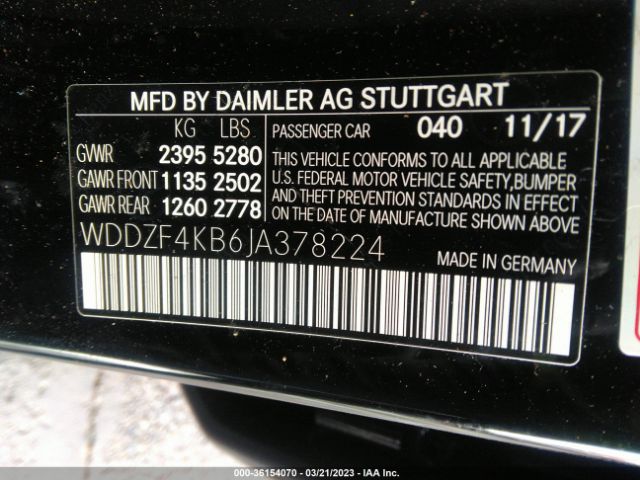 WDDZF4KB6JA378224 Mercedes-Benz E-class E 300