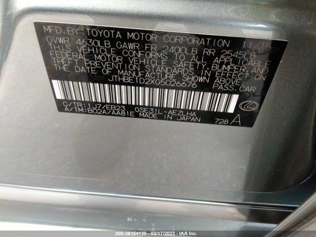 JTHBE1D2XG5026676 Lexus IS 350