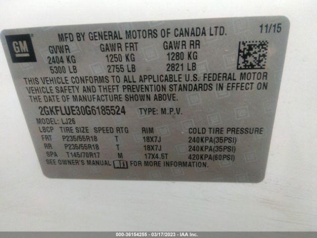 2GKFLUE30G6185524 GMC Terrain Slt