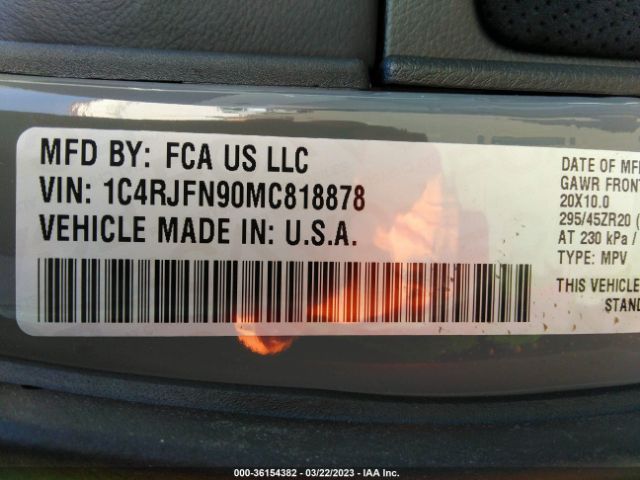 1C4RJFN90MC818878 Jeep Grand Cherokee Trackhawk