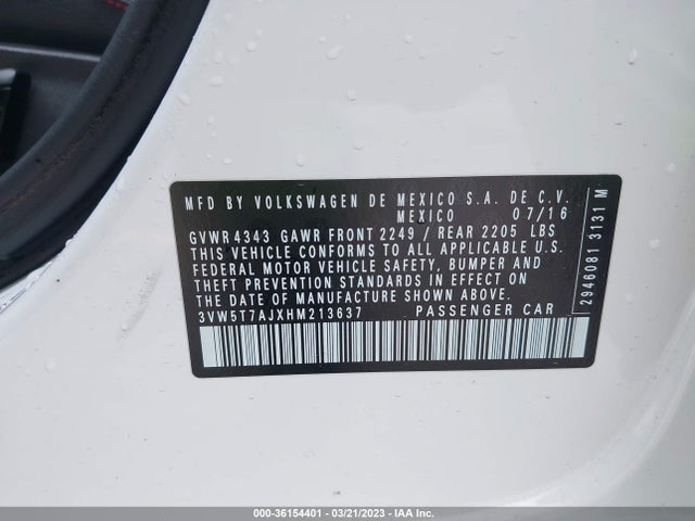 Volkswagen JETTA GLI 2017 3VW5T7AJXHM213637 Image 11
