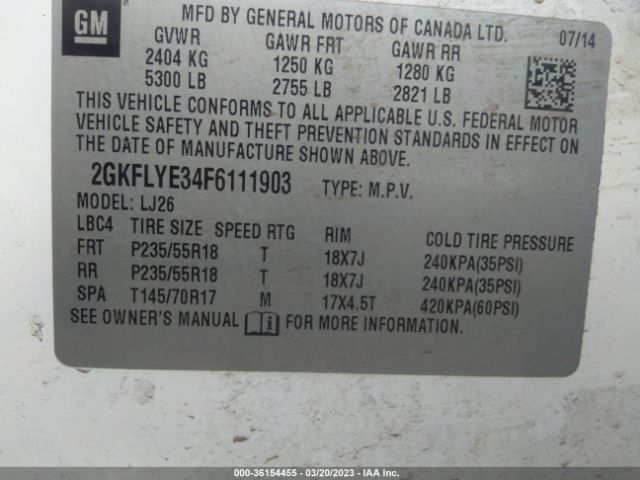 2GKFLYE34F6111903 GMC Terrain Slt