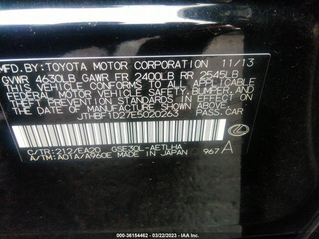 Lexus IS 250 2014 JTHBF1D27E5020263 Image 11