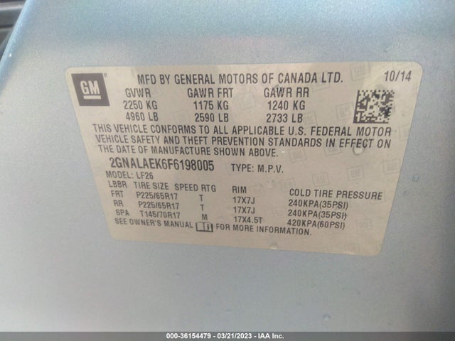 Chevrolet EQUINOX LS 2015 2GNALAEK6F6198005 Image 10