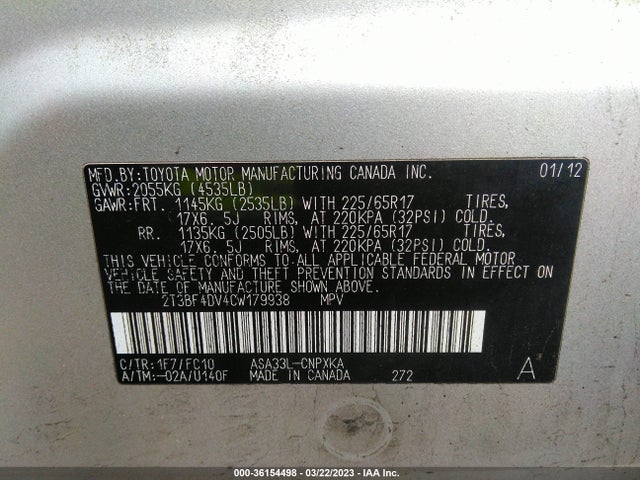 Toyota RAV4 2012 2T3BF4DV4CW179938 Image 10