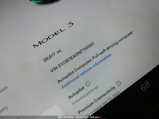 5YJ3E1EA0NF110061 Tesla MODEL 3
