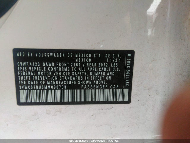 3VWC57BU6MM098703 Volkswagen Jetta S/se/r-line
