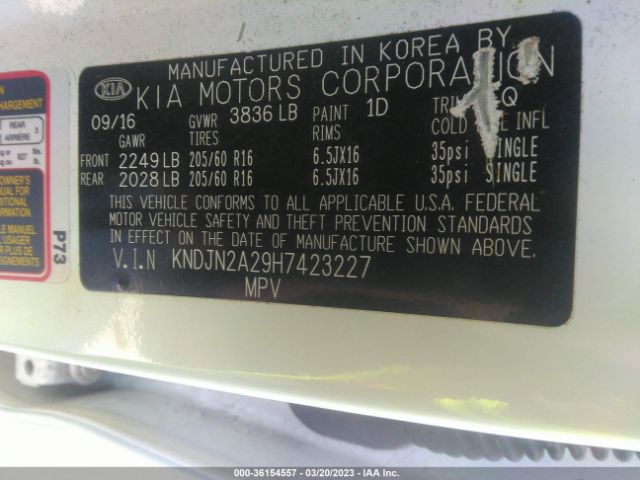 KNDJN2A29H7423227 KIA Soul Base