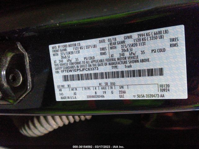 1FTEW1EP5JFC63373 Ford F-150 Xl/xlt/lariat