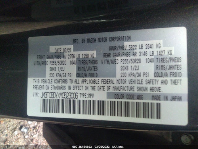 Mazda Cx-9 Grand Touring 2021 JM3TCBDYXM0523006 Image 10