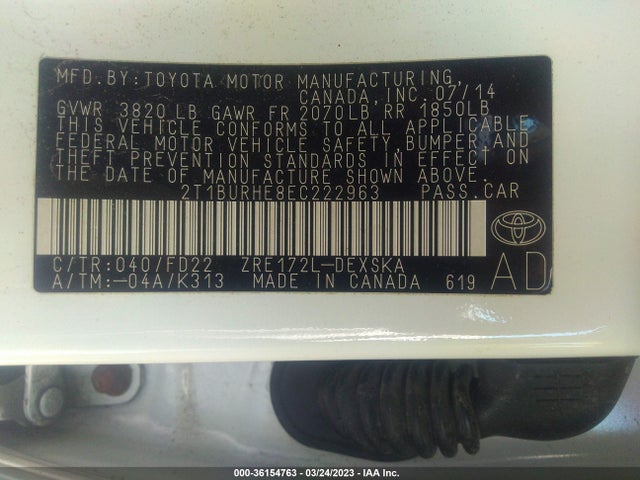 Toyota Corolla L/le/s/s Plus/le Plus 2014 2T1BURHE8EC222963 Image 10