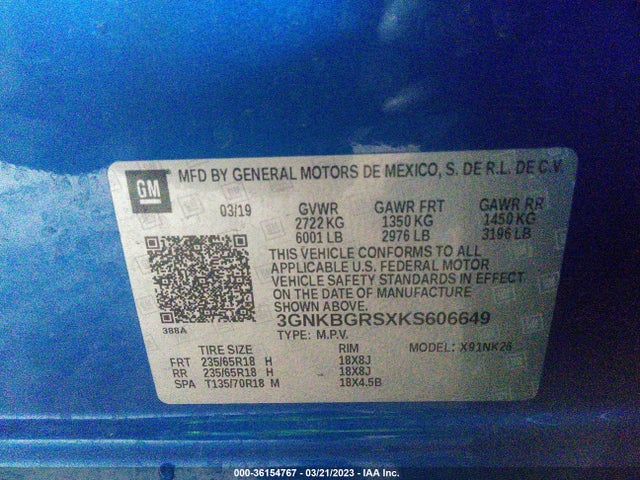 Chevrolet BLAZER 2019 3GNKBGRSXKS606649 Image 9