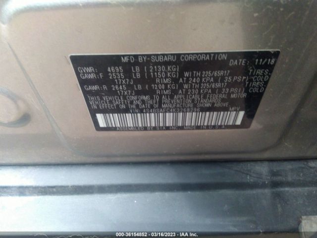 4S4BSAFC4K3268296 Subaru Outback Premium