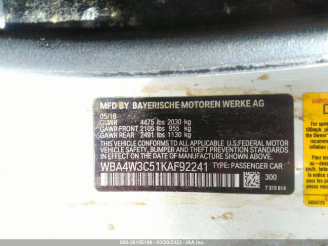WBA4W3C51KAF92241 BMW 4 Series 430i
