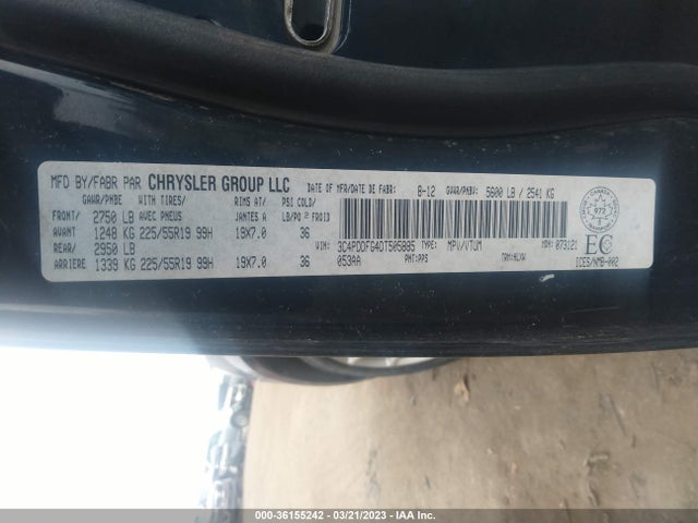 2013 DODGE JOURNEY R/T VIN: 3C4PDDFG4DT505885
