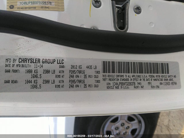 Jeep Patriot Sport 2015 1C4NJPBBXFD226378 Image 9